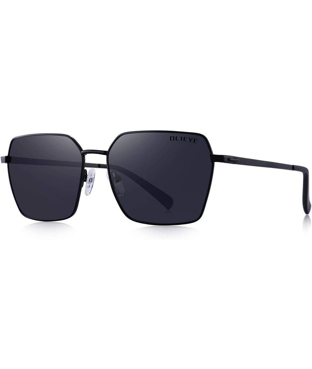 Square Square Polarized Sunglasses for Men and Women Polygon Mirrored Lens - Black - CS18QHYSD92 $41.73