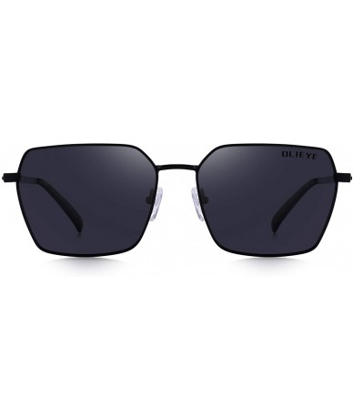 Square Square Polarized Sunglasses for Men and Women Polygon Mirrored Lens - Black - CS18QHYSD92 $41.73