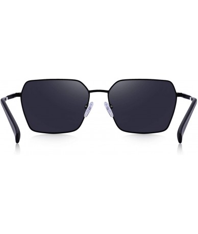 Square Square Polarized Sunglasses for Men and Women Polygon Mirrored Lens - Black - CS18QHYSD92 $41.73