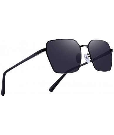 Square Square Polarized Sunglasses for Men and Women Polygon Mirrored Lens - Black - CS18QHYSD92 $41.73