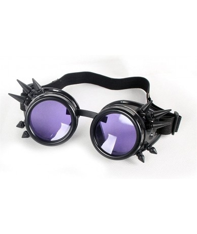 Goggle Rave Glasses Steampunk Vintage Goggles Retro Cosplay Halloween Spiked - Frame+purple Lenses - CM18HA9CZCH $20.50