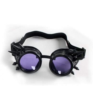 Goggle Rave Glasses Steampunk Vintage Goggles Retro Cosplay Halloween Spiked - Frame+purple Lenses - CM18HA9CZCH $20.50