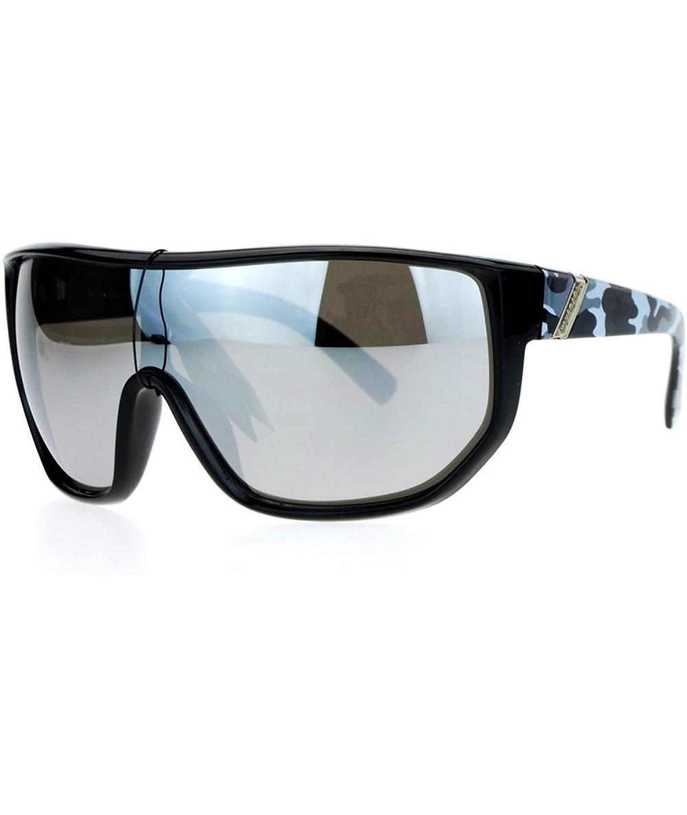 Goggle Biohazard Sunglasses Mens Oversized Shield Goggle Frame Mirror Lens - Gray Camo - C2187NLE95C $19.83