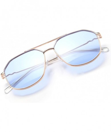 Square Classic Square Metal Hexagon Sunglasses Women Men 100% UV400 Polygon Sunglasses B2581 - Blue - C0196QTYEQN $30.21