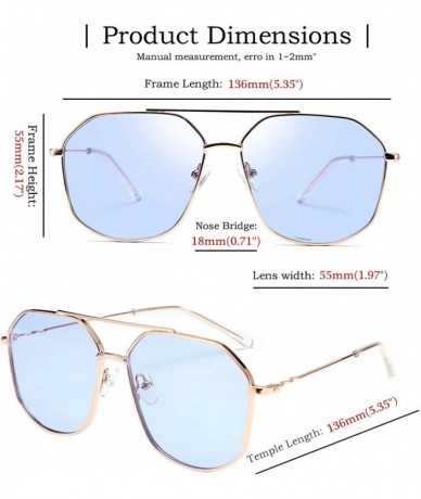 Square Classic Square Metal Hexagon Sunglasses Women Men 100% UV400 Polygon Sunglasses B2581 - Blue - C0196QTYEQN $30.21