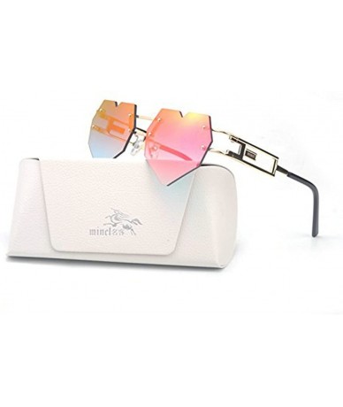 Rimless Womens Designer Cute Rimless Love Heart Shaped Sunglasses - Gold - CQ18CMT7IK2 $24.45