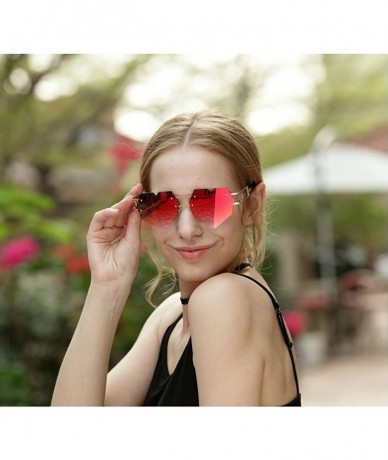 Rimless Womens Designer Cute Rimless Love Heart Shaped Sunglasses - Gold - CQ18CMT7IK2 $24.45