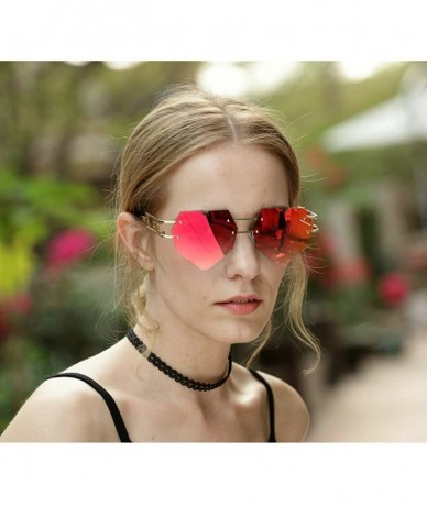 Rimless Womens Designer Cute Rimless Love Heart Shaped Sunglasses - Gold - CQ18CMT7IK2 $24.45