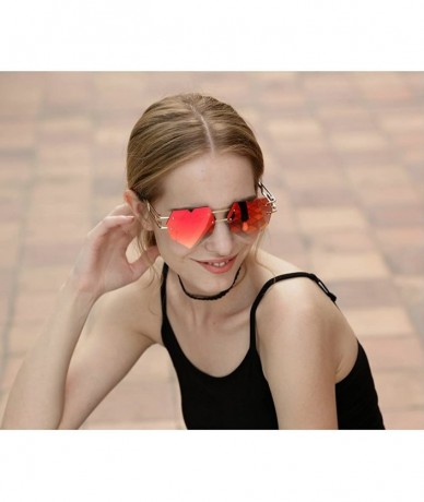 Rimless Womens Designer Cute Rimless Love Heart Shaped Sunglasses - Gold - CQ18CMT7IK2 $24.45