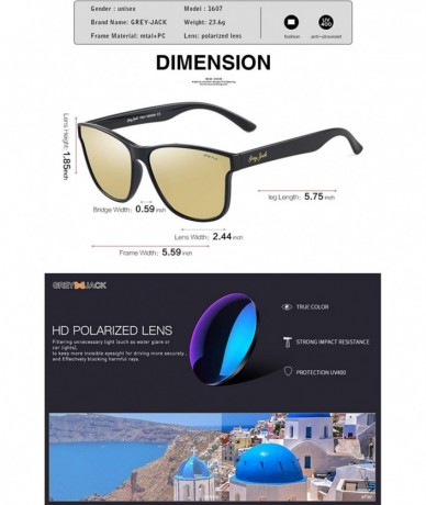 Rectangular Polarized Sunglasses Rectangular UV Protection for Men Women - Black Frame Golden Lens - C418UAEY8AC $40.05