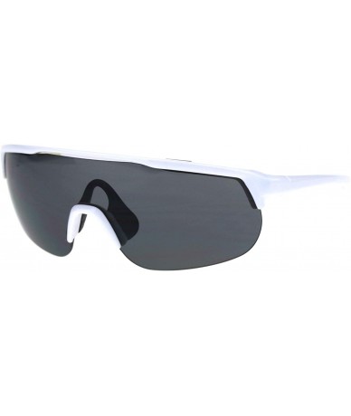 Goggle Shield Goggle Style Sunglasses Oversized Half Rim Sporty Fashion UV 400 - White (Black) - CV18UGRMCDY $20.94