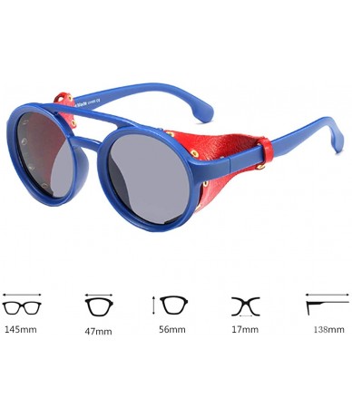 Round Women's Retro Small Round Plastic Frame Candy Color Design Sunglasses - Blue Gray - C218WE68ZM6 $44.33