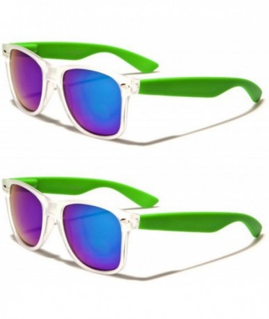 Wayfarer Unisex 80's Retro Classic Trendy Stylish Sunglasses for Men Women - Mtrv - Mirror Lens Green - 2pack - CJ195GITM38 $...