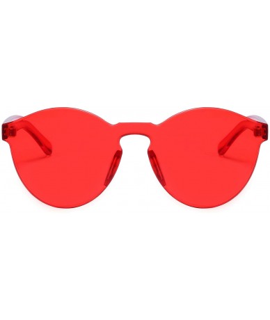 Aviator One Piece Rimless Sunglasses Transparent Candy Color Tinted Eyewear - Red+ice Blue - C218QS2MD34 $23.45