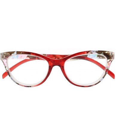 Oversized Women Multi-Color Cat Eye Flower Full Frame Reader Reading Glasses +1.00 ~ +4.00 - Red - CY18H58XKG0 $18.00