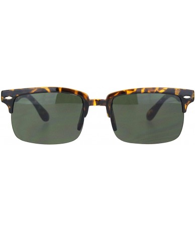 Rimless Mens Classic Narrow Rectangular Half Rim Horned Sunglasses - Tortoise Green - CE18MGQ4694 $20.25