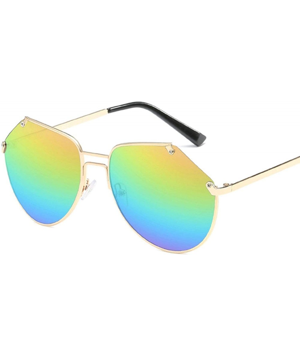 Oversized Classic Retro Designer Style Edge Cutting Sunglasses for Men and Women Metal Resin UV400 Sunglasses - Colorful - CO...