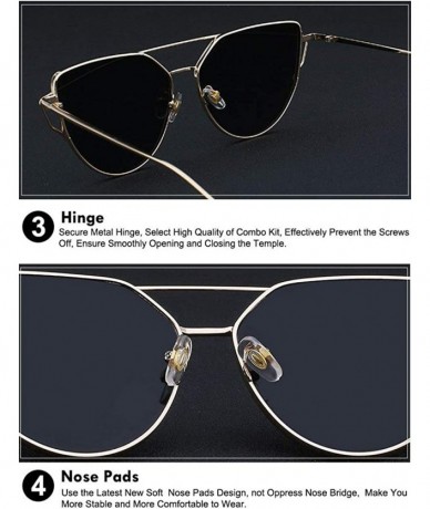 Oversized Women Oversized Cat Eye Metal Twin Beam Frame Sunglasses Colored Flat Lenses - Gold-mirror - CE18I6MLEOG $19.67