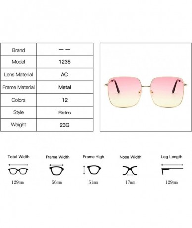 Square Luxury Square Sunglasses Women Retro Alloy Frame Big Sun Glasses Vintage Gradient Oculos Feminino - CH19853OM00 $52.25