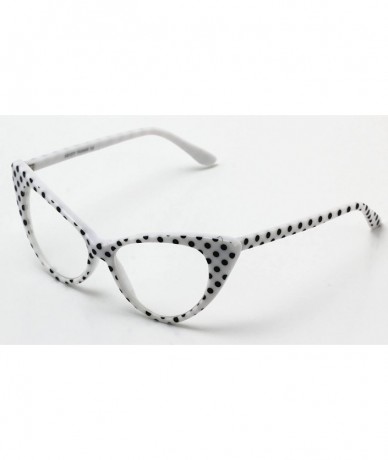 Cat Eye Cat Eye High Pointed Polka Dots Retro Vintage Style Sunglasses for Women - White - Clear - C8185WGISTR $18.58