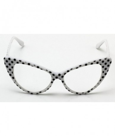 Cat Eye Cat Eye High Pointed Polka Dots Retro Vintage Style Sunglasses for Women - White - Clear - C8185WGISTR $18.58