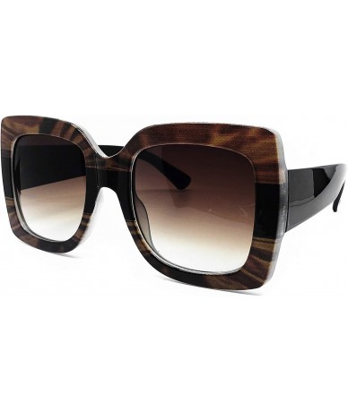 Sport 8210 Premium Oversize XXL Women Brand Designer Square Bold Style Thick Frame Candy Fashion Sunglasses - Brown - CW18HM6...