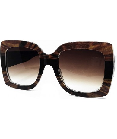 Sport 8210 Premium Oversize XXL Women Brand Designer Square Bold Style Thick Frame Candy Fashion Sunglasses - Brown - CW18HM6...