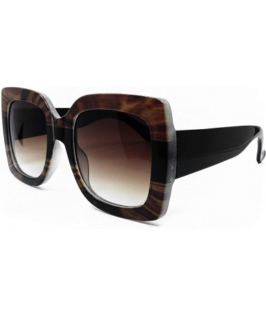 Sport 8210 Premium Oversize XXL Women Brand Designer Square Bold Style Thick Frame Candy Fashion Sunglasses - Brown - CW18HM6...