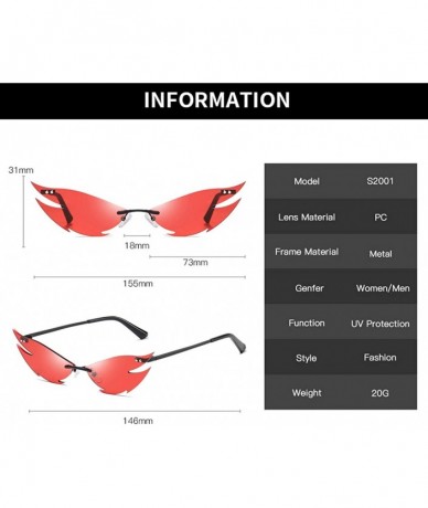 Cat Eye Fashion Rimless Small Sunglasses Women Unique Metal Cat Eye Glasses - Black Red - CK198KQ9C3X $22.19