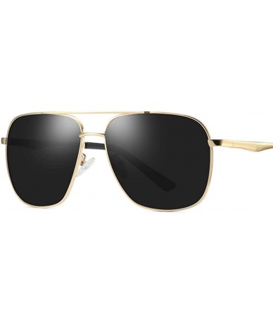 Oversized Oversized Square Pilot Polarized Sunglasses for Men Driving UV400 Protection - Gold Grey - CM18O52DD4E $21.10