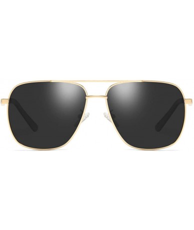 Oversized Oversized Square Pilot Polarized Sunglasses for Men Driving UV400 Protection - Gold Grey - CM18O52DD4E $21.10