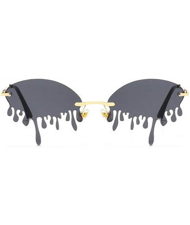 Rimless Teardrop Shaped Sunglasses for Women Dripping Oval Rimless Shades UV Protection - C1 - CQ190HEL6ME $18.62