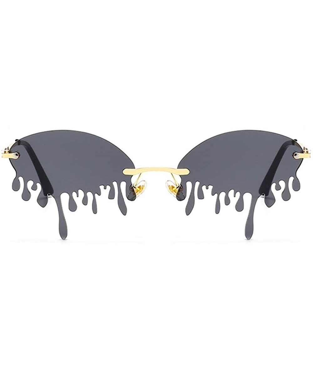 Rimless Teardrop Shaped Sunglasses for Women Dripping Oval Rimless Shades UV Protection - C1 - CQ190HEL6ME $18.62