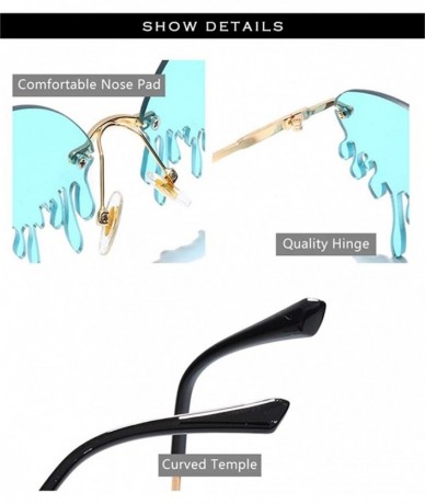 Rimless Teardrop Shaped Sunglasses for Women Dripping Oval Rimless Shades UV Protection - C1 - CQ190HEL6ME $18.62