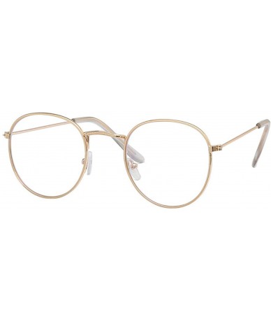 Semi-rimless Cheap Small Round Nerd Glasses Clear Lens Unisex Gold Metal Frame Oval Optical Women Uv - Gold - CF198A7H68Q $61.62