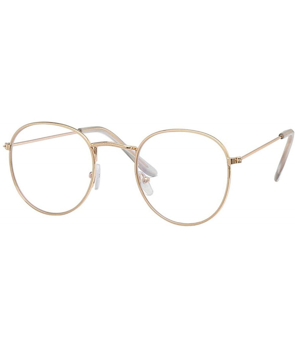 Semi-rimless Cheap Small Round Nerd Glasses Clear Lens Unisex Gold Metal Frame Oval Optical Women Uv - Gold - CF198A7H68Q $61.62