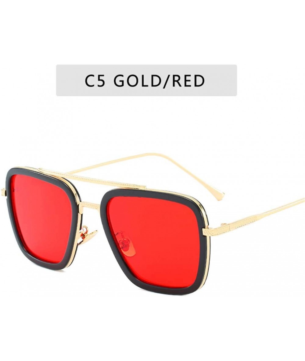 Rectangular Vintage Sunglasses Men Women Goggles Windproof Steam Punk Sun Glasses - C5 - CF194OMRGRS $34.33