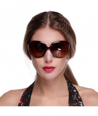 Oval Women Retro Style Anti-UV Sunglasses Big Frame Fashion Oval Sunglasses - Brown - C0194MTXA5Q $17.73