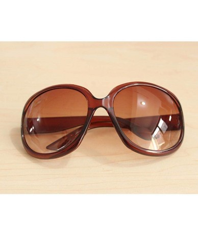 Oval Women Retro Style Anti-UV Sunglasses Big Frame Fashion Oval Sunglasses - Brown - C0194MTXA5Q $17.73