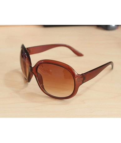 Oval Women Retro Style Anti-UV Sunglasses Big Frame Fashion Oval Sunglasses - Brown - C0194MTXA5Q $17.73