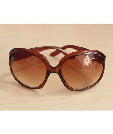 Oval Women Retro Style Anti-UV Sunglasses Big Frame Fashion Oval Sunglasses - Brown - C0194MTXA5Q $17.73