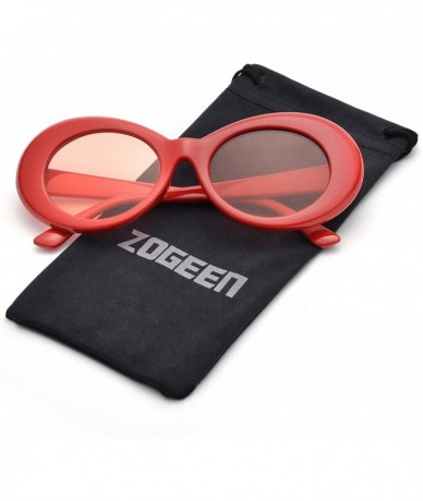 Round Bold Retro Oval Lens Mod Style Thick Frame Sunglasses Clout Goggles 1212 - Red - CN186WCHSRS $48.79