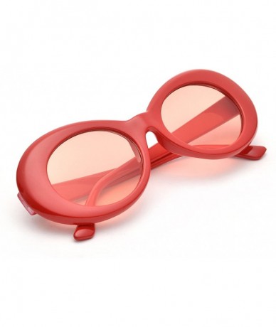 Round Bold Retro Oval Lens Mod Style Thick Frame Sunglasses Clout Goggles 1212 - Red - CN186WCHSRS $48.79