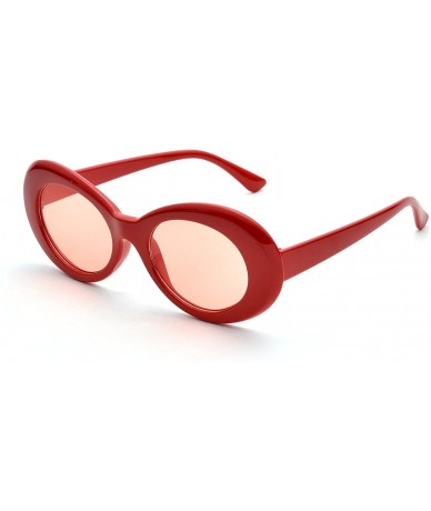 Round Bold Retro Oval Lens Mod Style Thick Frame Sunglasses Clout Goggles 1212 - Red - CN186WCHSRS $48.79