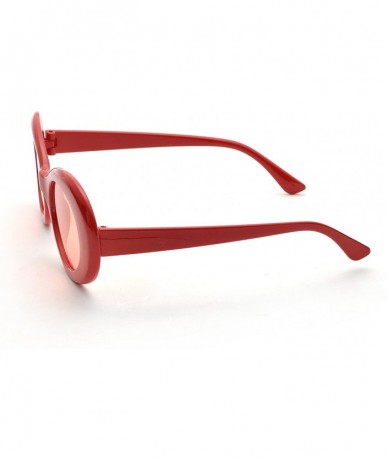 Round Bold Retro Oval Lens Mod Style Thick Frame Sunglasses Clout Goggles 1212 - Red - CN186WCHSRS $48.79