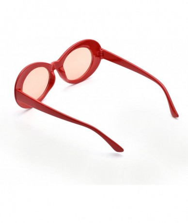 Round Bold Retro Oval Lens Mod Style Thick Frame Sunglasses Clout Goggles 1212 - Red - CN186WCHSRS $48.79