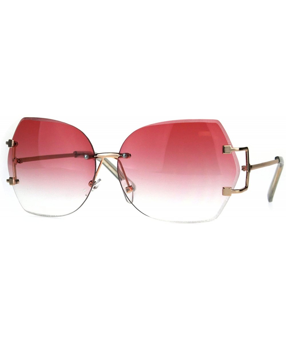 Square Womens Rimless Fashion Sunglasses Stylish Beveled Gradient Lens - Silver (Pink Clear) - CN188A7DT4G $21.22