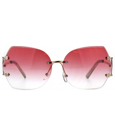 Square Womens Rimless Fashion Sunglasses Stylish Beveled Gradient Lens - Silver (Pink Clear) - CN188A7DT4G $21.22