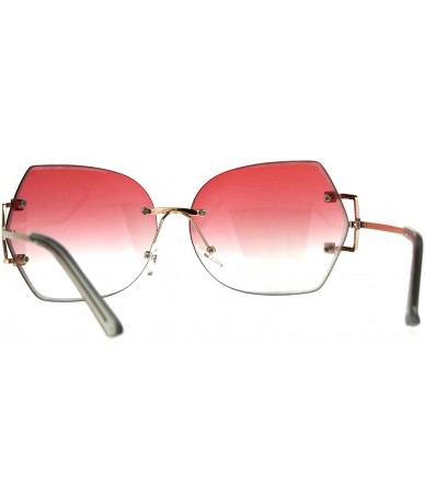 Square Womens Rimless Fashion Sunglasses Stylish Beveled Gradient Lens - Silver (Pink Clear) - CN188A7DT4G $21.22