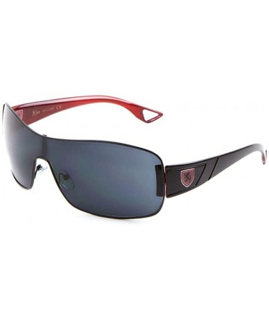 Shield Khan Wrap Around One Piece Lens Sunglasses - Red & Black Frame - CP18QHXRWET $19.70